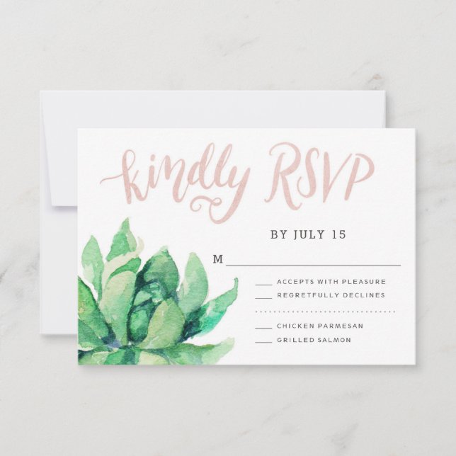 Wüstensukkulente RSVP-Karte - Rosa RSVP Karte (Vorderseite)