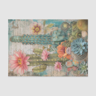Wüstensukkulturen blühen Kakteen-Decoupage Seidenpapier