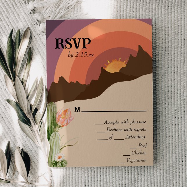 WüstenSunset-Hochzeit in Urlaubsort RSVP-Karte RSVP Karte (Von Creator hochgeladen)