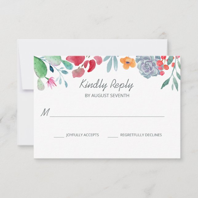 Wüstentraum | Boho Watercolor Floral Wedding RSVP Karte (Vorderseite)