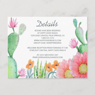 Wüstentraum Rustikale Kakteen Blume Hochzeitdetail Begleitkarte