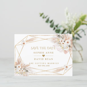 Wüstenweiße Rosen Pampasgras Gold Hochzeit Save The Date