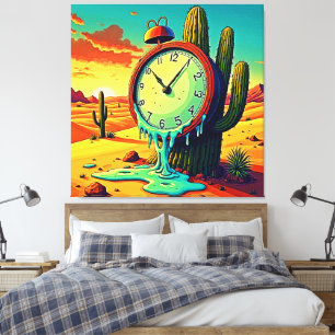 Wüstenzeit schmilzt aus der Uhr Leinwanddruck