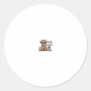 Wüstes Highland-Kuh-Kaffee-Western-Shirt D Runder Aufkleber