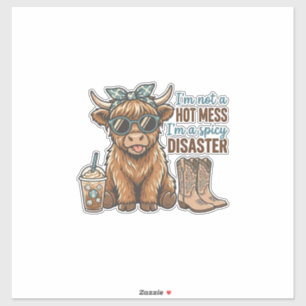 Wüstes Highland-Rind-Coffee-Western-Shirt D Aufkleber