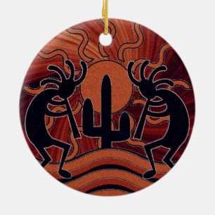 Wüstesun-Kaktus Kokopelli Südwestdekor Keramikornament
