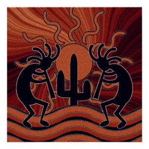 Wüstesun-Kaktus Kokopelli südwestlich Poster