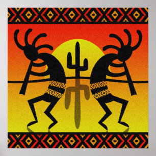 Wüstesun-Kaktus-SüdwestenKokopelli Wand-Kunst Poster