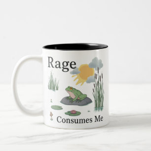 Wut verbraucht mich Frosch Teich Meme Frosch im Vi Zweifarbige Tasse