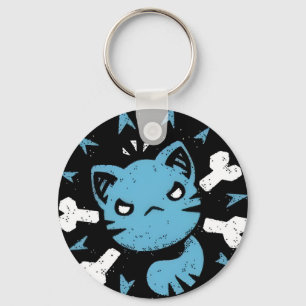 Wütende blaue Katze Schlüsselanhänger
