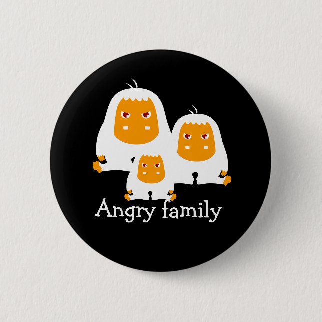Wütende Familienaffen Design Button (Vorderseite)