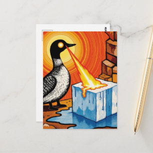 Wütende Feueraugen MN Loon schmilzt Eis Postkarte