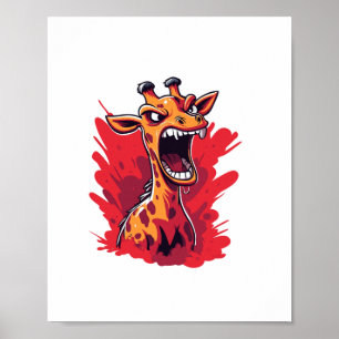Wütende Giraffe Grafik Lustige Giraffe Kawaii   Poster