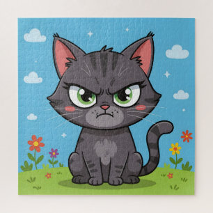 Wütende graue kleine Katze