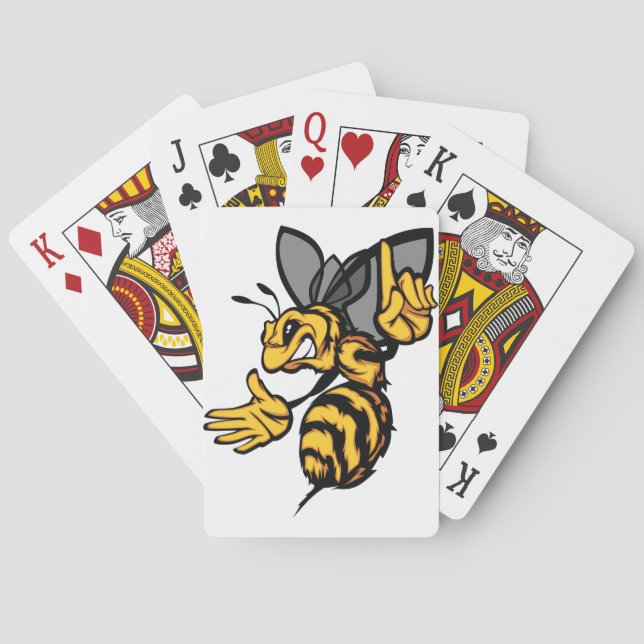 Wütende Hornissen-Maskottchen Gelb Spielkarten (Rückseite)