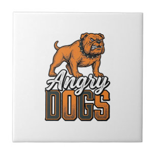 Wütende Hunde Vintage Bulldogge Typografie Design_ Fliese