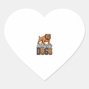 Wütende Hunde Vintage Bulldogge Typografie Design_ Herz-Aufkleber