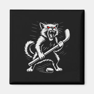 Wütende Katze Eishockeyspieler Design Geschenk für Magnet