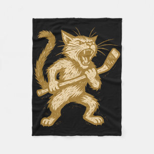 Wütende Katze Hockey Retro-Eis Byttle Feline Sport Fleecedecke