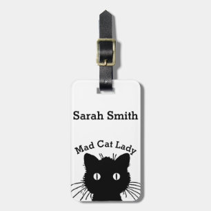 Wütende Katzen-Dame schwarze Katze Personnalised Gepäckanhänger