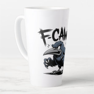 Wütende Krähe „F-CAW-F“ – Kantiges Cartoon-Vogelde Milchtasse