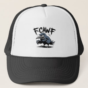 Wütende Krähe „F-CAW-F“ – Kantiges Cartoon-Vogelde Truckerkappe