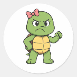 Wütende Schildkröte Runder Aufkleber