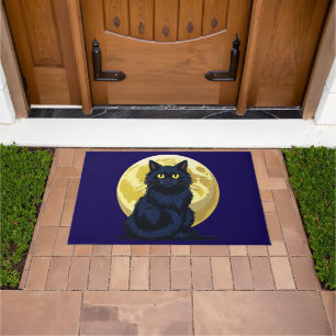 Wütende schwarze Katze Fußmatte