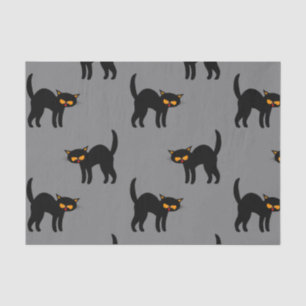 Wütende schwarze Katze gelbe Augen grau Halloween Seidenpapier