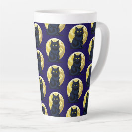 Wütende schwarze Katze Milchtasse