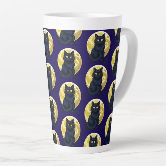 Wütende schwarze Katze Milchtasse (Rechte Ecke)