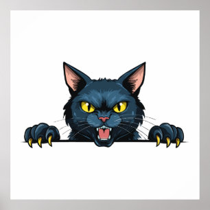 Wütende schwarze Katze Poster