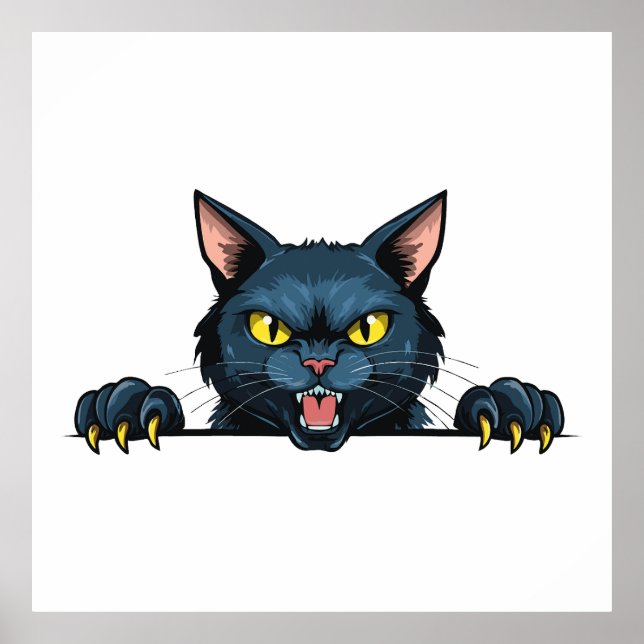Wütende schwarze Katze Poster (Vorne)