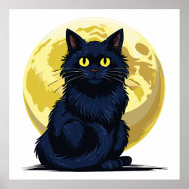Wütende schwarze Katze Poster