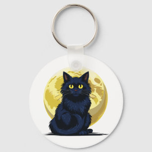 Wütende schwarze Katze Schlüsselanhänger