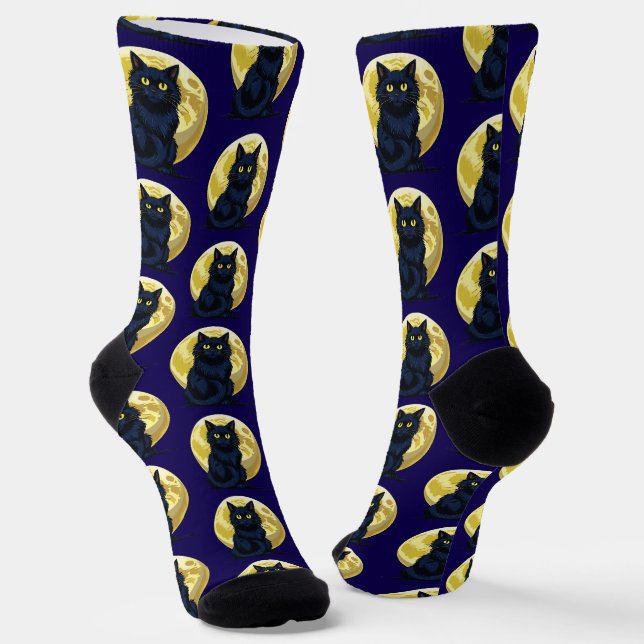 Wütende schwarze Katze Socken (Gewinkelt)