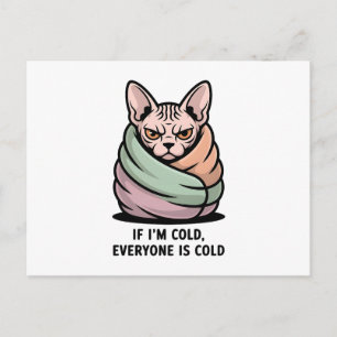 Wütende Sphynx-Katze Kalter Humor Cartoon-Kunst Postkarte