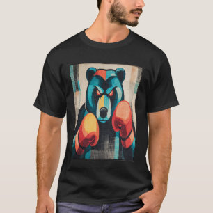 Wütender Bär mit Boxhandschuhen Rustikales Retro-P T-Shirt