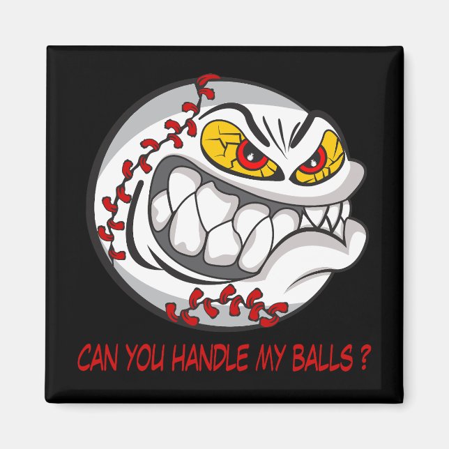 Wütender Baseball Schwarz Magnet (Vorne)
