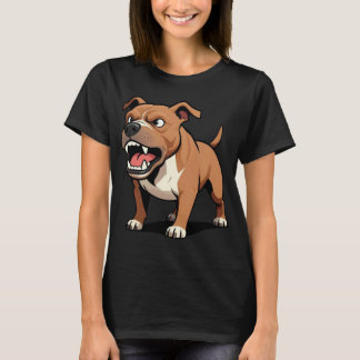 Wütender brauner Pitbull-Cartoon-Hund Geschenk für T-Shirt