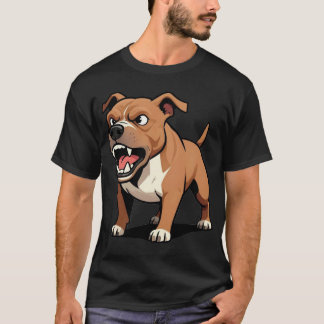 Wütender brauner Pitbull-Cartoon-Hund Geschenk für T-Shirt