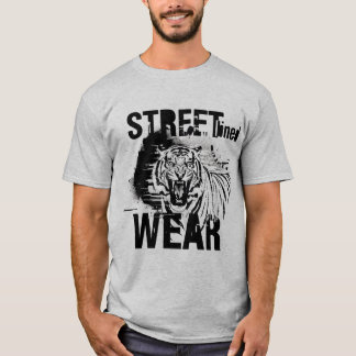 Wütender brüllender Tiger Schwarz-Weiß Streetwear T-Shirt