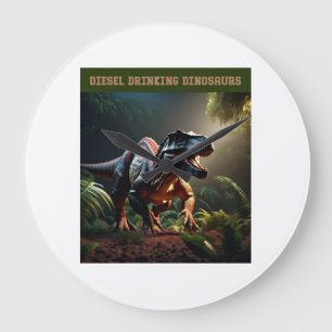 Wütender Dino Große Wanduhr