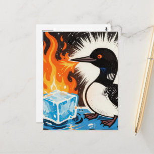 Wütender feuerspeiender MN-Taucher, der Eis schmil Postkarte