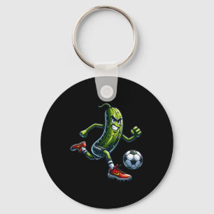 Wütender Gurken-Fußballspieler-Fußball-Cartoon  Schlüsselanhänger