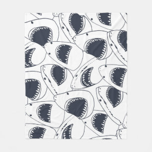 Wütender Hai, Vintages Doodle-Muster. Fleecedecke