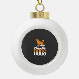 Wütender Hundevektor-Maskottchen Keramik Kugel-Ornament