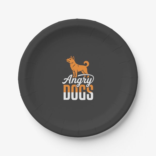 Wütender Hundevektor-Maskottchen Pappteller (Vorderseite)