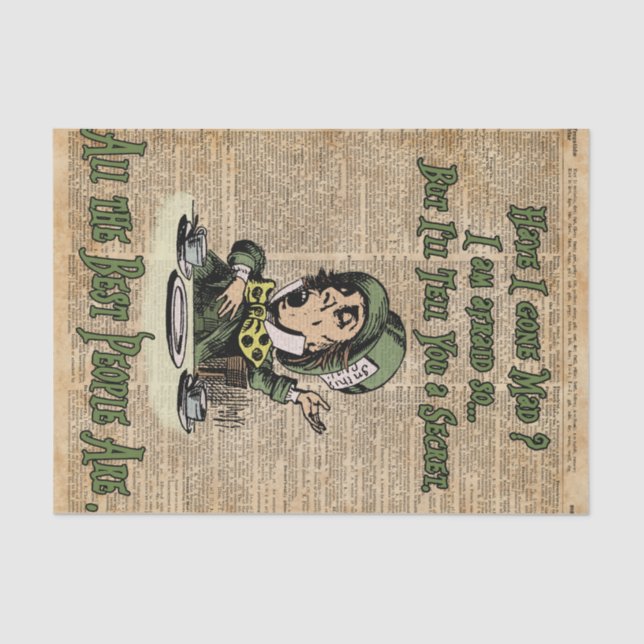 Wütender Hutmacher, Alice im Wunderland, zitieren Seidenpapier (Vorderseite)