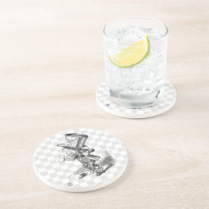 Wütender Hutmacher mit Keks und Tee Sandstein Untersetzer